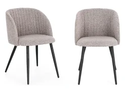 Conjunto de 2 sillas QUENTIN en tejido bouclette - Comodidad contemporánea y estilo texturizado-Color Blanco