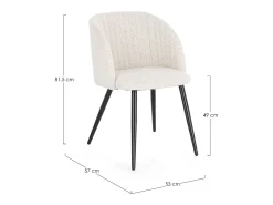 Conjunto de 2 sillas QUENTIN en tejido bouclette - Comodidad contemporánea y estilo texturizado-Color Blanco