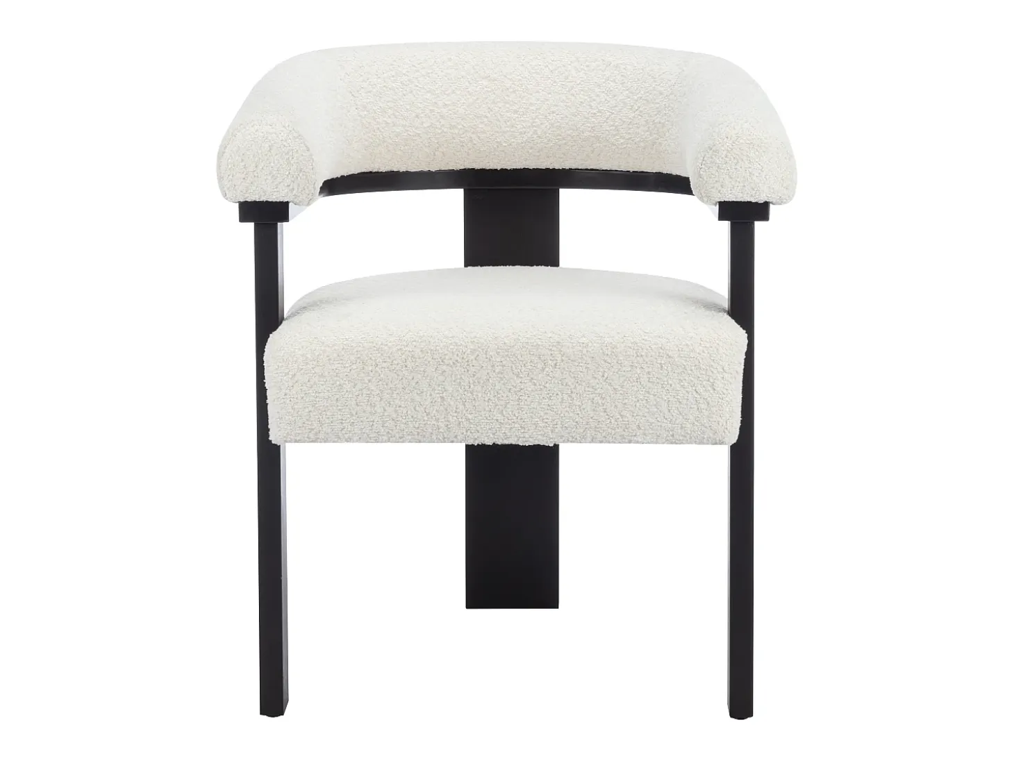 Conjunto de 2 sillas reposabrazos en tela bouclé y madera de Haya - Blanco y negro - LIVELIA