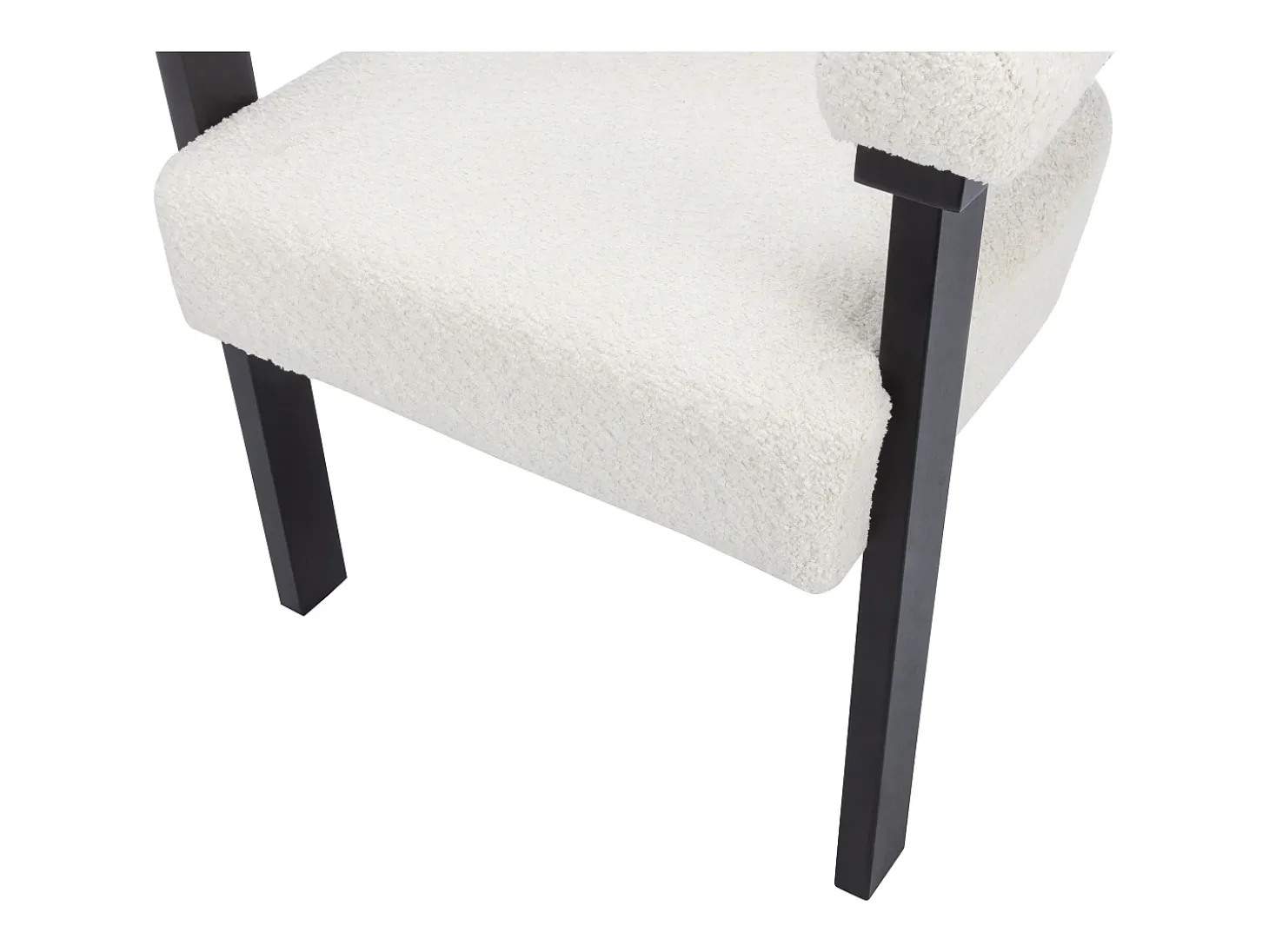 Conjunto de 2 sillas reposabrazos en tela bouclé y madera de Haya - Blanco y negro - LIVELIA