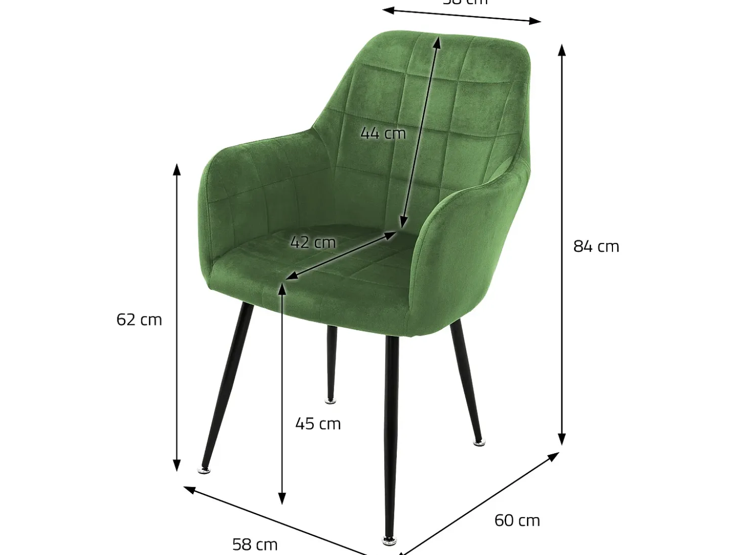 Conjunto de 4 sillas, sillas de comedor, sillas de sala, silla tapizada, silla de cocina, terciopelo