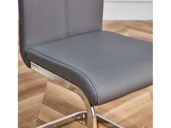 Conjunto de 4 sillas voladizas de piel sintética - estructura de metal cromado - Gris
