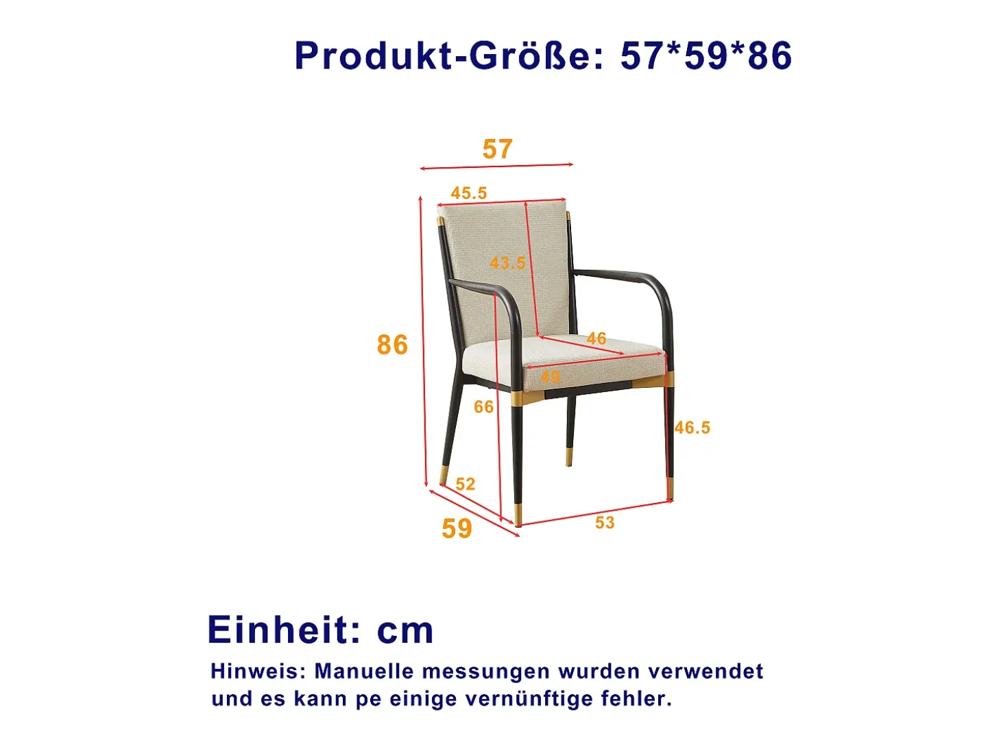 Conjunto de 2 sillones - Estructura negra - Estilo escandinavo - Tela beige