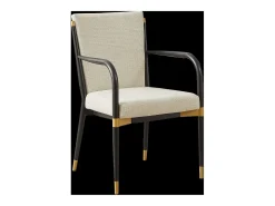 Conjunto de 2 sillones - Estructura negra - Estilo escandinavo - Tela beige
