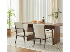 Conjunto de 2 sillones - Estructura negra - Estilo escandinavo - Tela beige