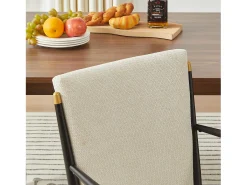 Conjunto de 2 sillones - Estructura negra - Estilo escandinavo - Tela beige
