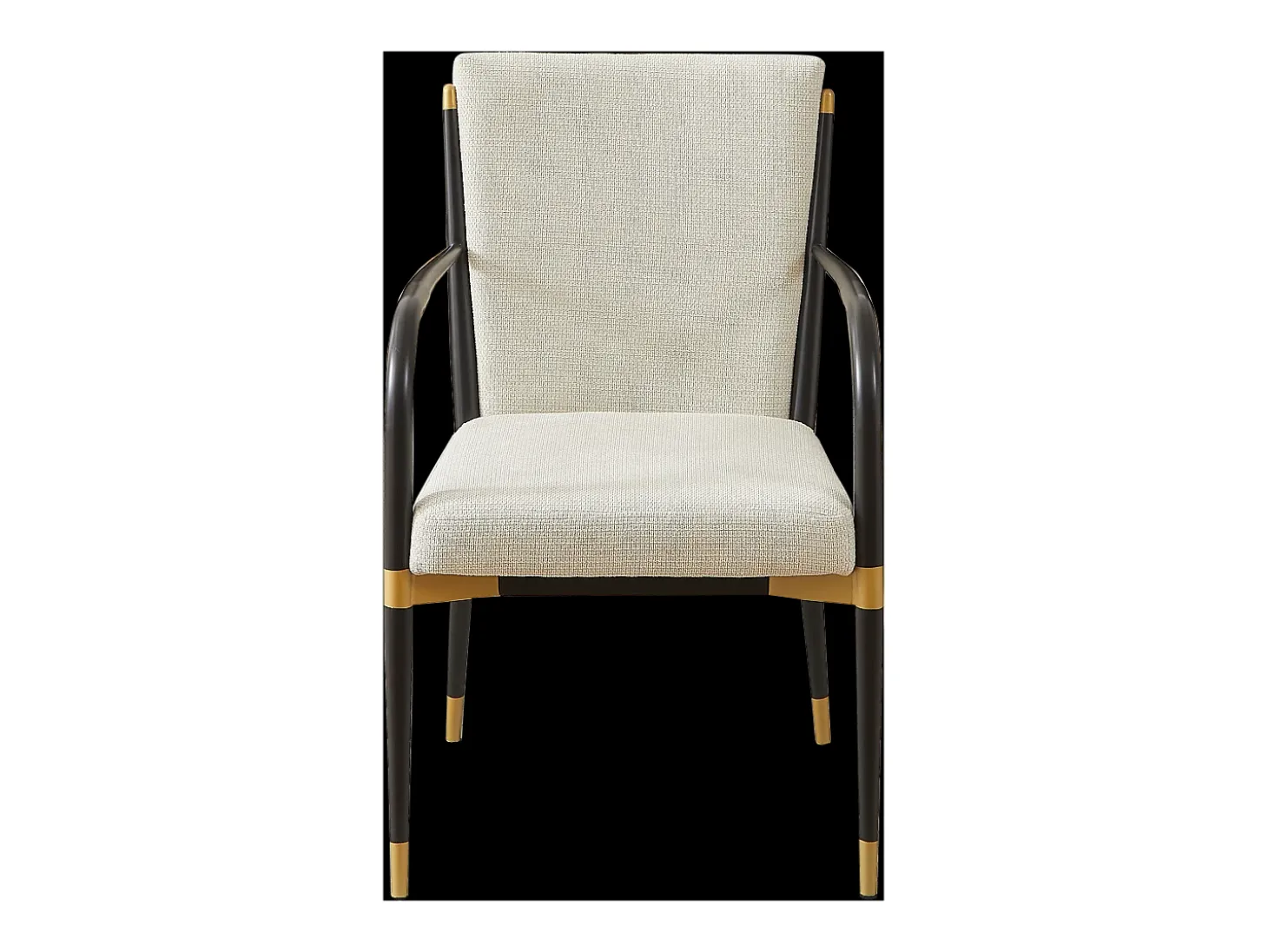 Conjunto de 2 sillones - Estructura negra - Estilo escandinavo - Tela beige