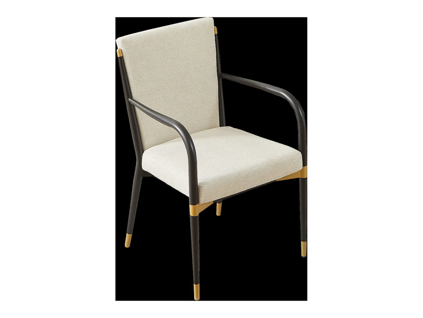 Conjunto de 2 sillones - Estructura negra - Estilo escandinavo - Tela beige
