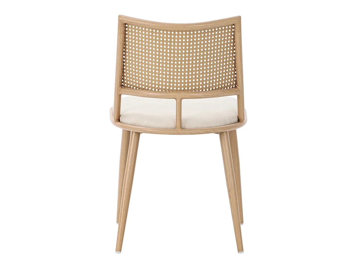 Conjunto de 6 sillones de ratán con asiento acolchado de PU, color beige