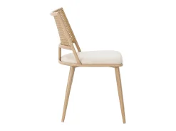 Conjunto de 6 sillones de ratán con asiento acolchado de PU, color beige