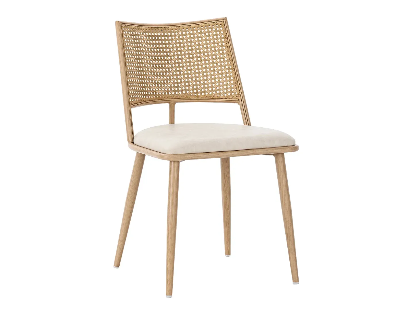 Conjunto de 4 sillones de ratán con asiento acolchado de PU, color beige