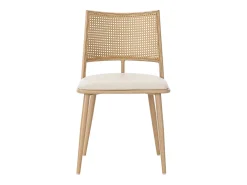 Conjunto de 4 sillones de ratán con asiento acolchado de PU, color beige
