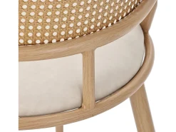 Conjunto de 4 sillones de ratán con asiento acolchado de PU, color beige