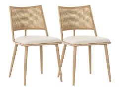 Conjunto de 2 sillones de ratán con asiento acolchado de PU, color beige