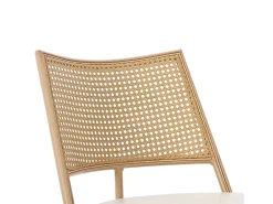 Conjunto de 2 sillones de ratán con asiento acolchado de PU, color beige