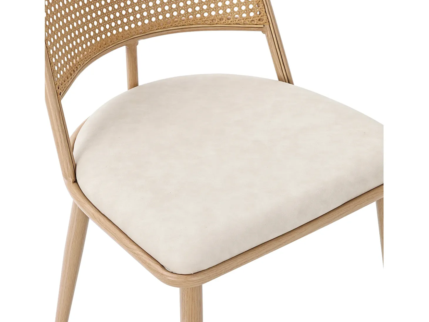 Conjunto de 2 sillones de ratán con asiento acolchado de PU, color beige