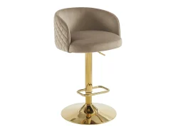 Conjunto de 2 taburete de bar de terciopelo y metal dorado - Altura ajustable - Beige - PERLANITA
