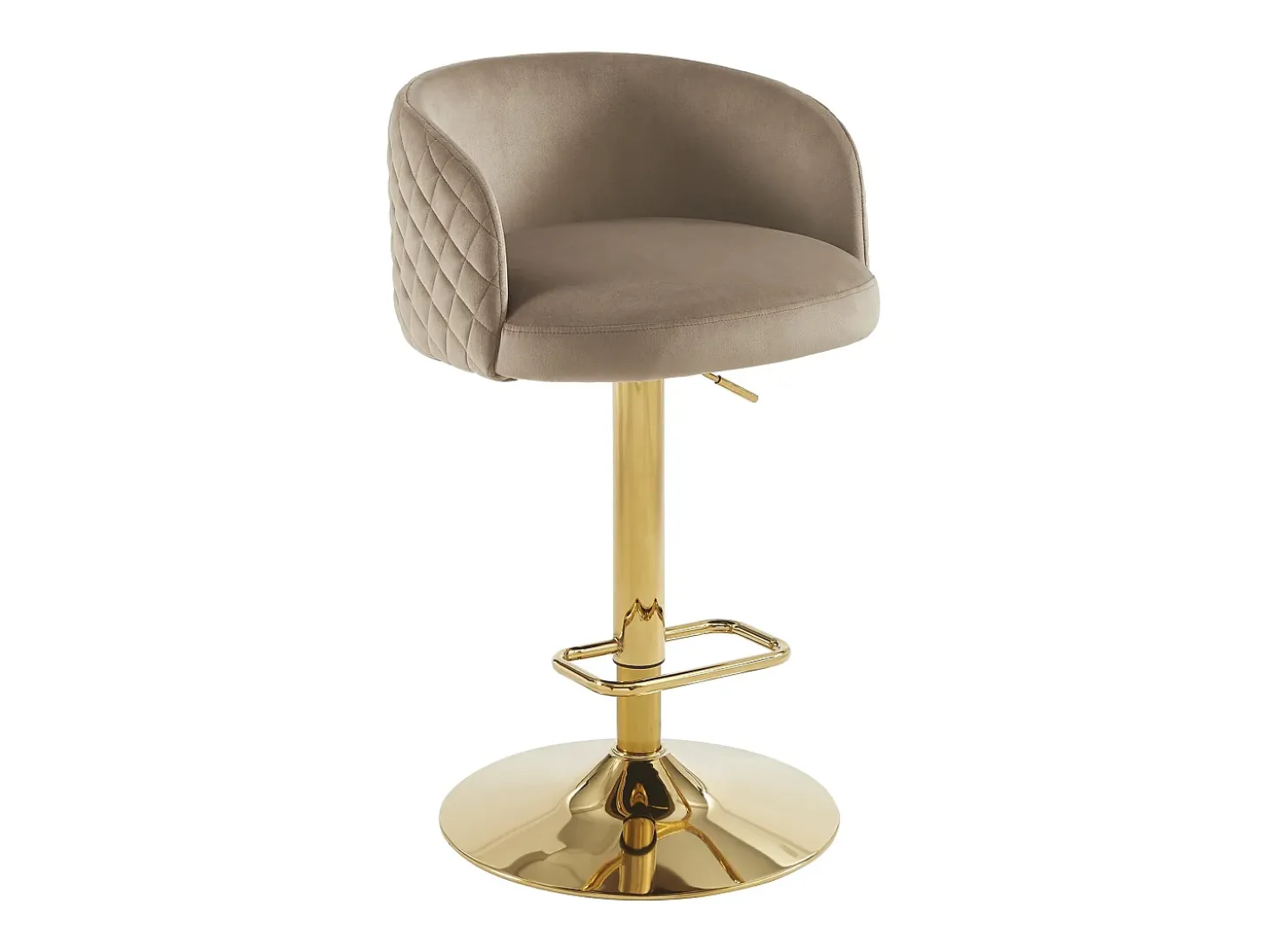 Conjunto de 2 taburete de bar de terciopelo y metal dorado - Altura ajustable - Beige - PERLANITA