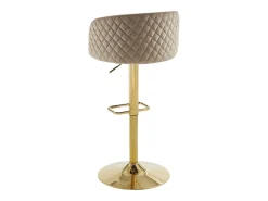 Conjunto de 2 taburete de bar de terciopelo y metal dorado - Altura ajustable - Beige - PERLANITA
