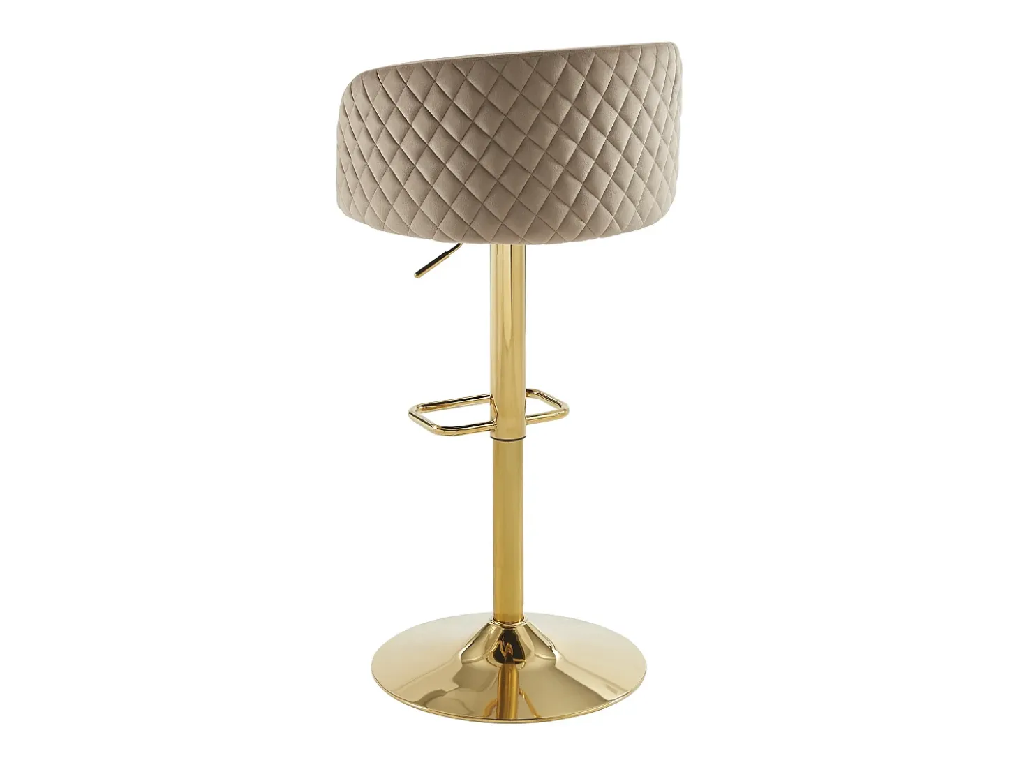 Conjunto de 2 taburete de bar de terciopelo y metal dorado - Altura ajustable - Beige - PERLANITA