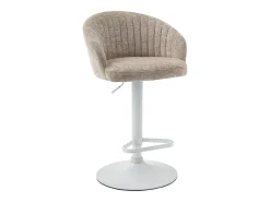 Conjunto de 2 taburetes de bar en tela y metal blanco - Altura regulable - Crema - DORALIZ