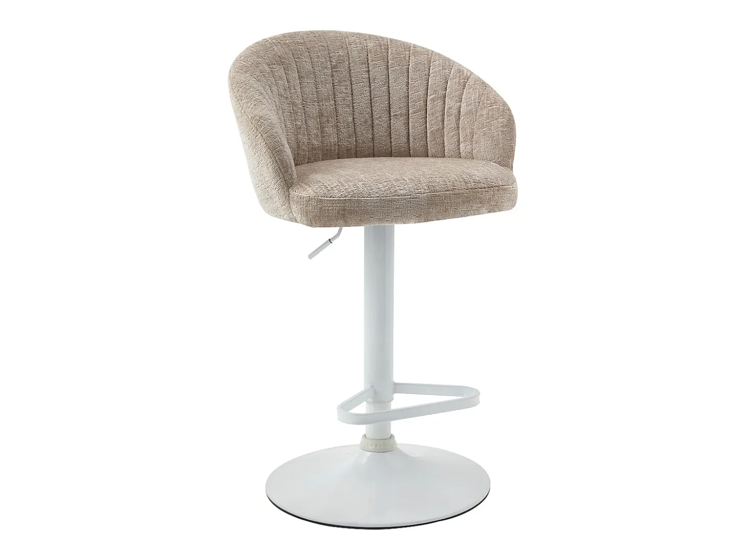 Conjunto de 2 taburetes de bar en tela y metal blanco - Altura regulable - Crema - DORALIZ