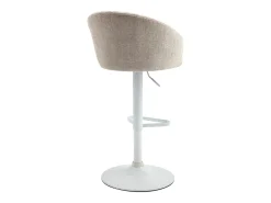 Conjunto de 2 taburetes de bar en tela y metal blanco - Altura regulable - Crema - DORALIZ