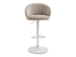 Conjunto de 2 taburetes de bar en tela y metal blanco - Altura regulable - Crema - DORALIZ