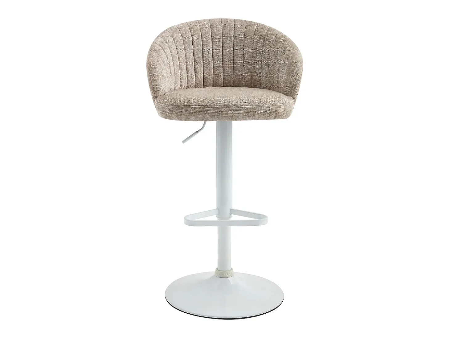 Conjunto de 2 taburetes de bar en tela y metal blanco - Altura regulable - Crema - DORALIZ