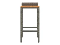 Conjunto de 2 taburetes de bar grises en resina trenzada y madera de acacia.