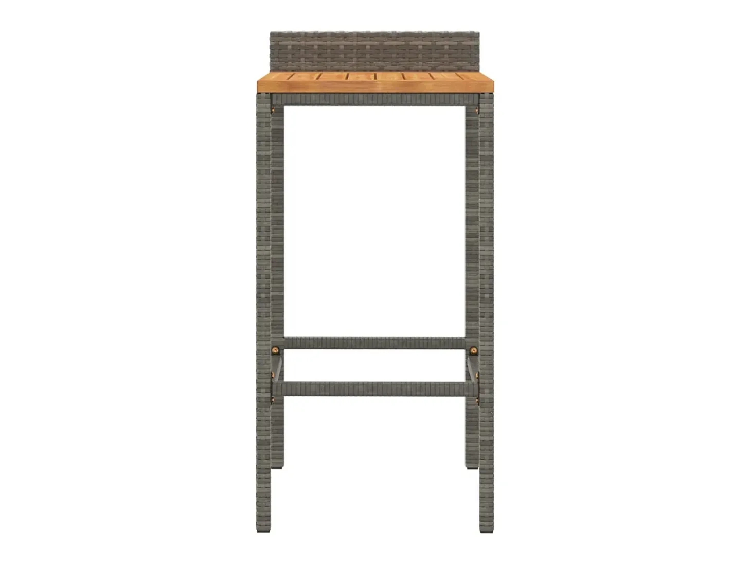 Conjunto de 2 taburetes de bar grises en resina trenzada y madera de acacia.