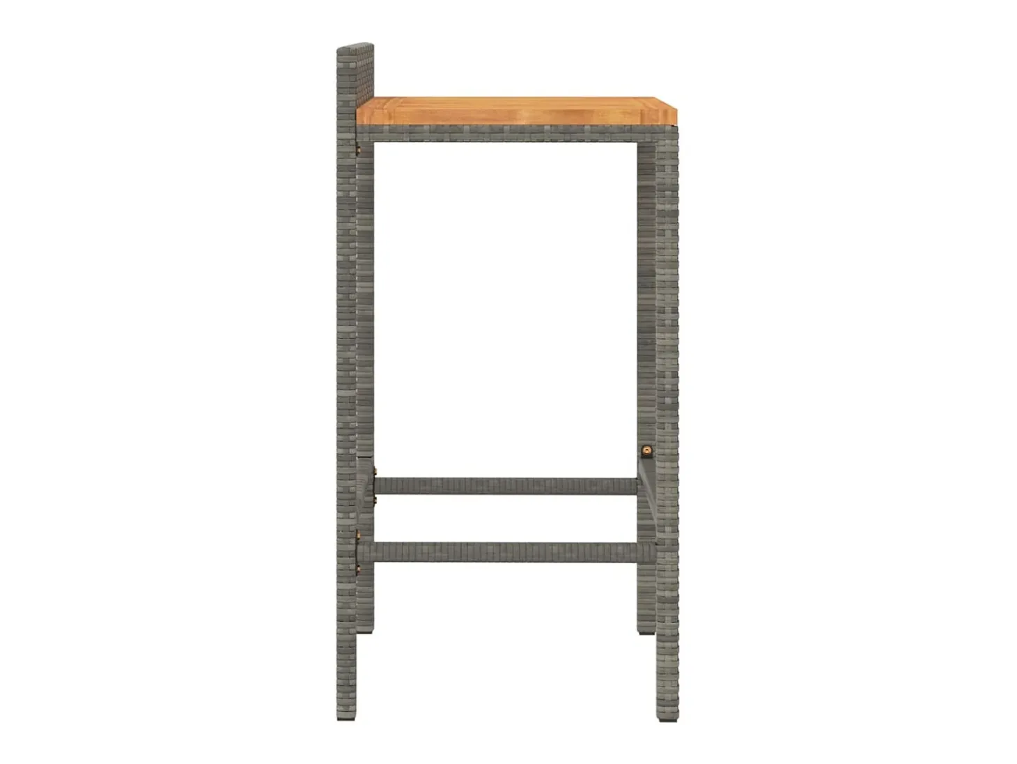 Conjunto de 2 taburetes de bar grises en resina trenzada y madera de acacia.