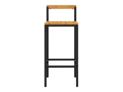 Conjunto de 2 taburetes de bar negros en resina trenzada y madera de acacia.
