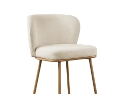 Conjunto de 2 taburetes de bar en tela texturizada y metal con efecto madera - Beige y Natural - SENORASE