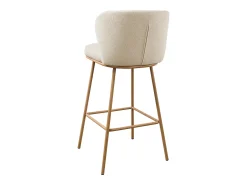 Conjunto de 2 taburetes de bar en tela texturizada y metal con efecto madera - Beige y Natural - SENORASE