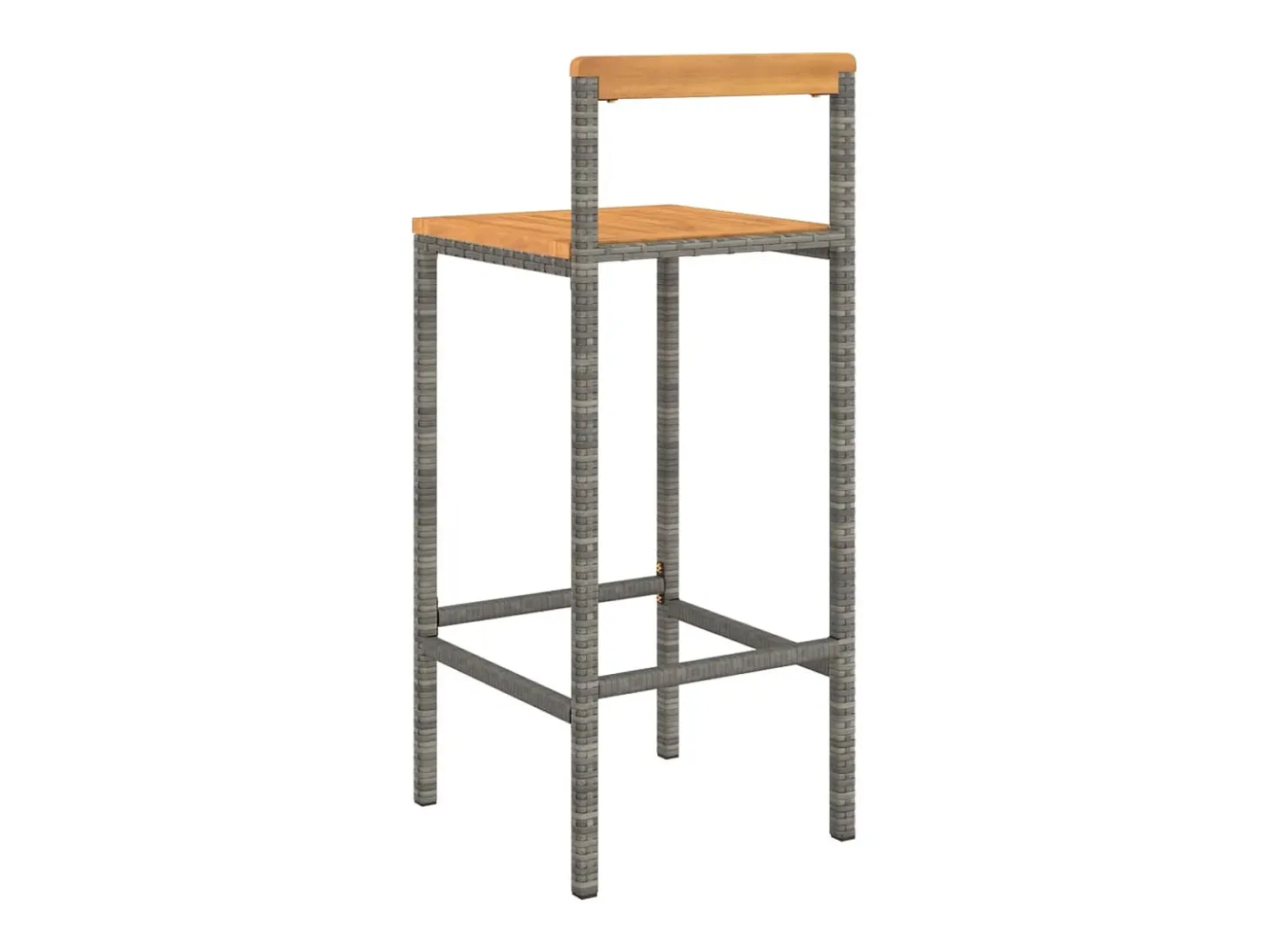 Conjunto de 2 taburetes de bar grises en resina trenzada y madera de acacia.