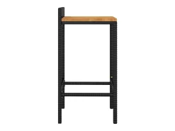 Conjunto de 4 taburetes de bar negros en resina trenzada y madera de acacia.