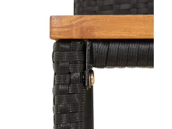 Conjunto de 4 taburetes de bar negros en resina trenzada y madera de acacia.