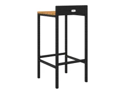 Conjunto de 4 taburetes de bar negros en resina trenzada y madera de acacia.