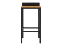 Conjunto de 4 taburetes de bar negros en resina trenzada y madera de acacia.