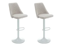 Conjunto de 2 taburetes de bar de tela y metal blanco - Beige - KIYOLA