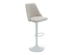 Conjunto de 2 taburetes de bar de tela y metal blanco - Beige - KIYOLA