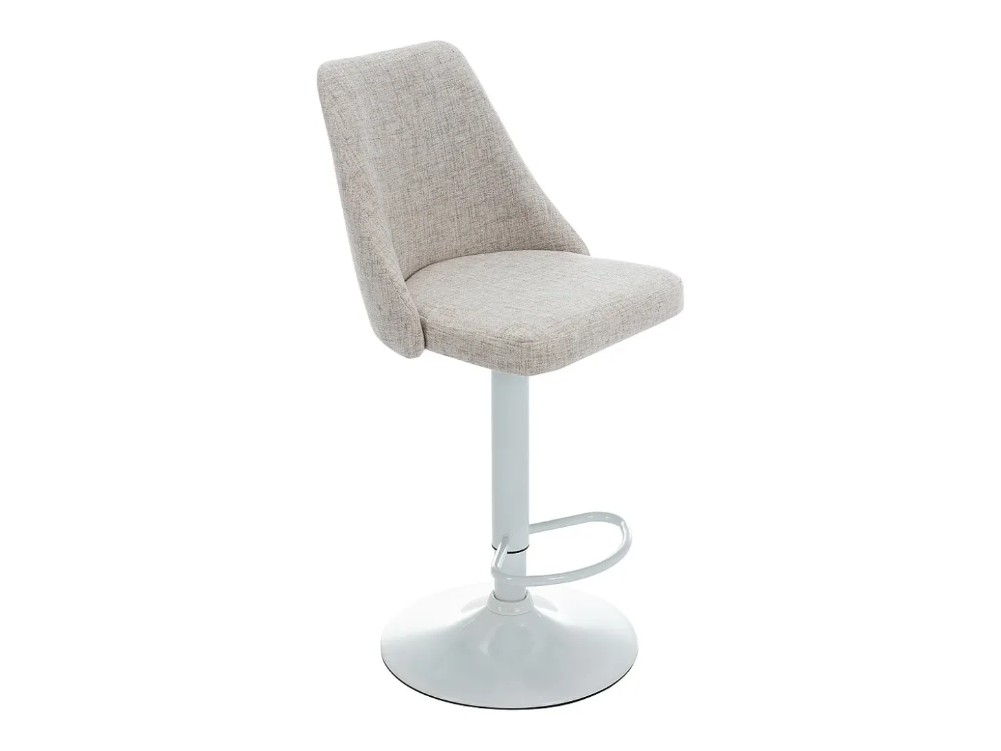 Conjunto de 2 taburetes de bar de tela y metal blanco - Beige - KIYOLA