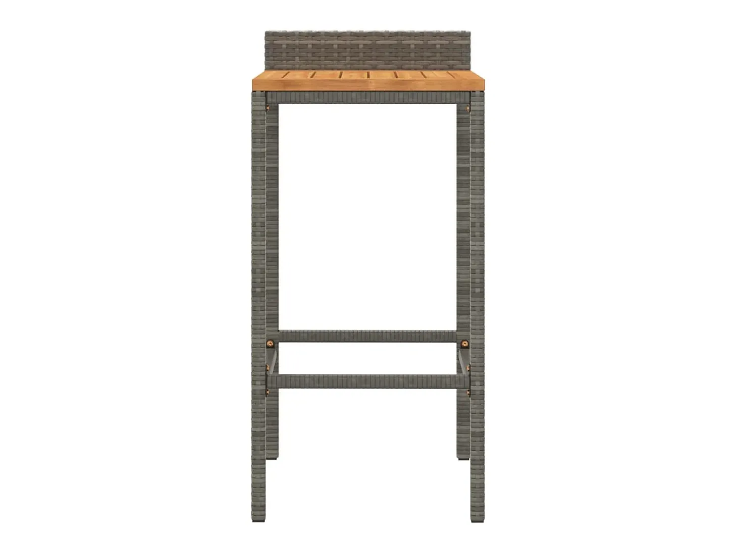Conjunto de 4 taburetes de bar grises en resina trenzada y madera de acacia.
