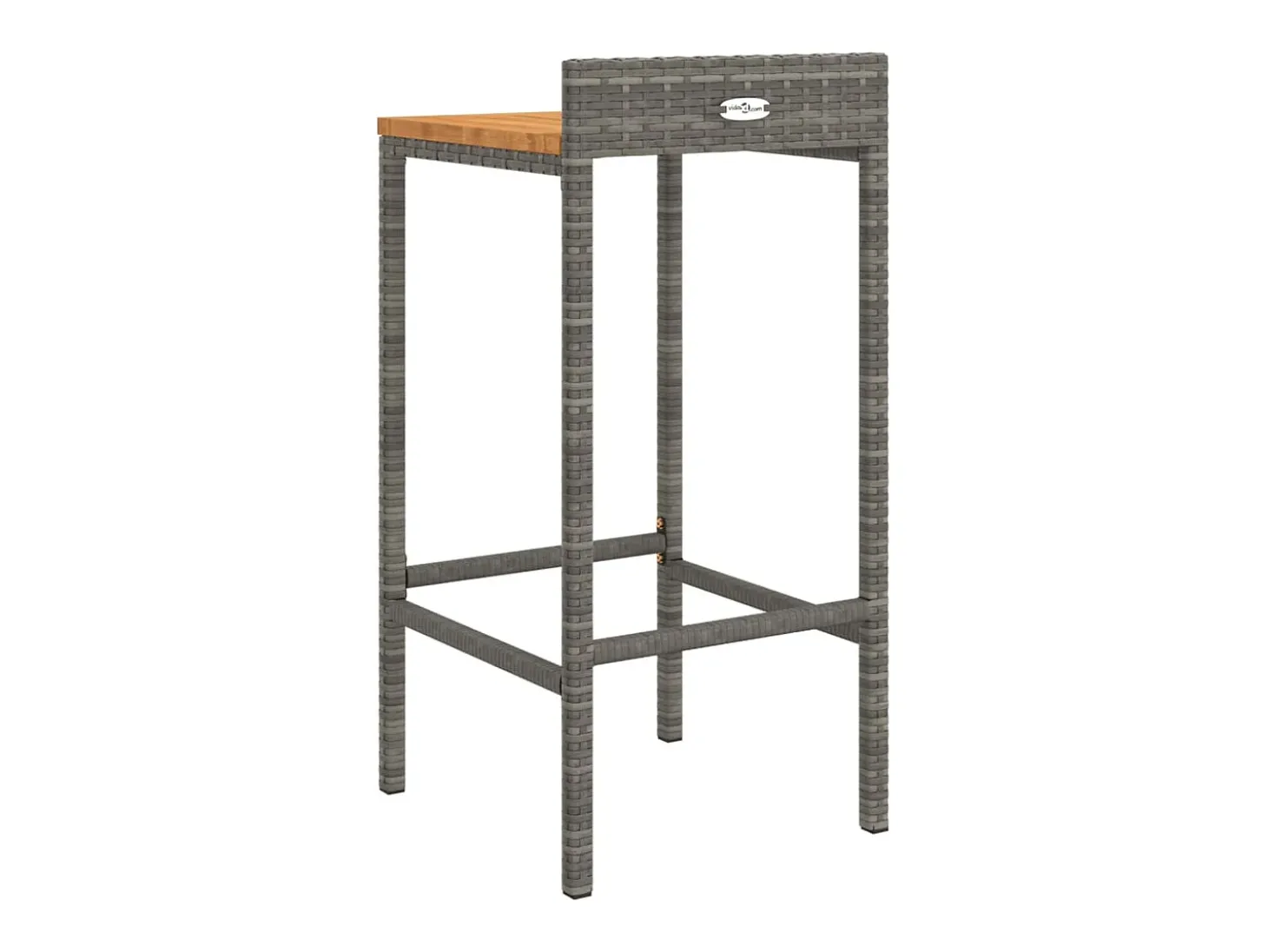 Conjunto de 4 taburetes de bar grises en resina trenzada y madera de acacia.