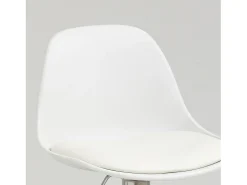 Conjunto de 2 taburetes de bar giratorios, regulables en altura, polipiel blanca y metal, capacidad 120kg (40x42x82-104cm)