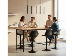 Conjunto de 2 taburetes de bar ajustables en altura con respaldo y reposapiés, diseño moderno para cocina - Negro