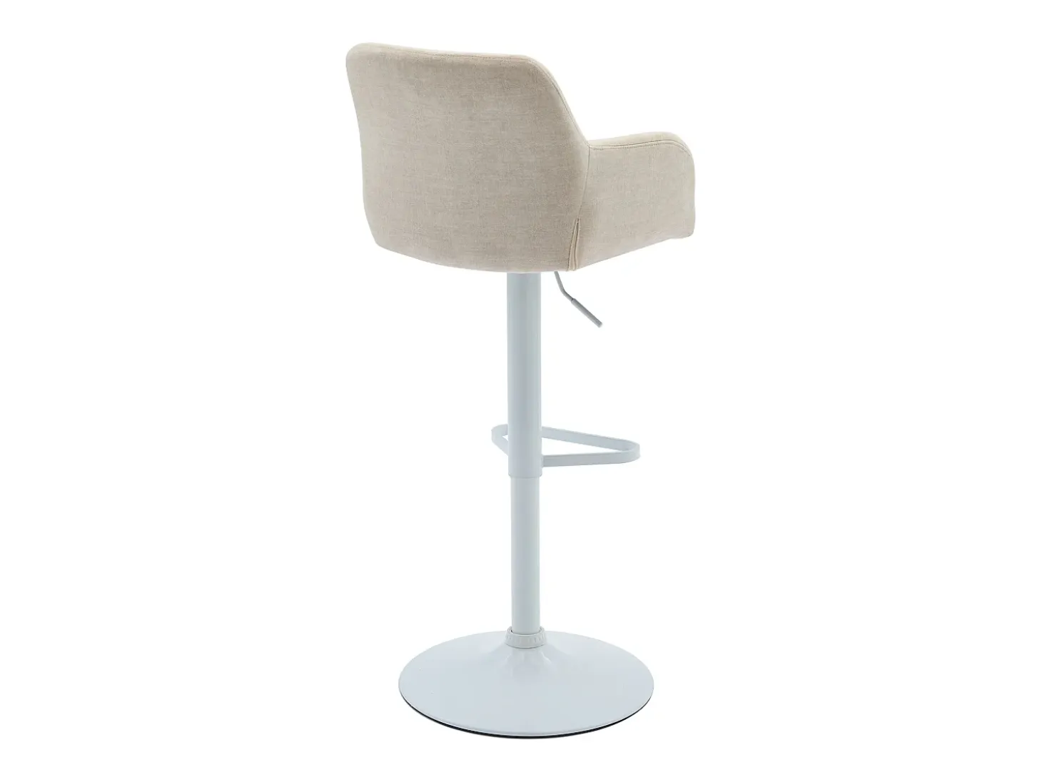 Conjunto de 2 taburetes de bar de terciopelo y metal blanco - Altura ajustable - Crema - PEGA