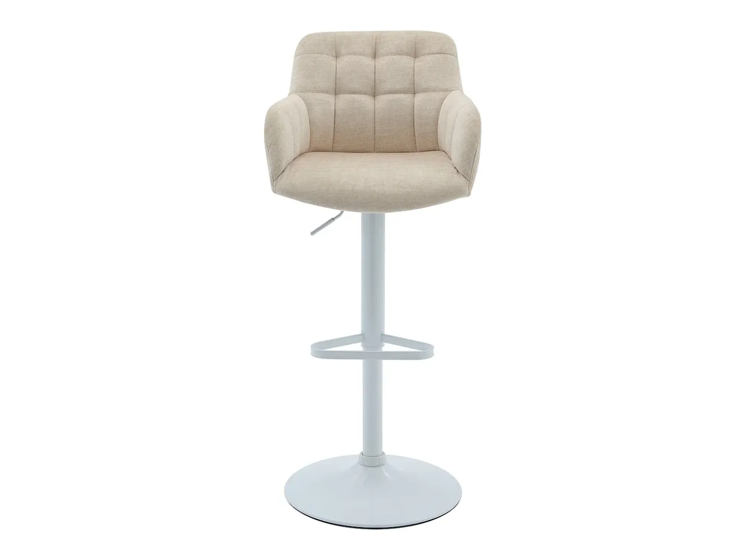 Conjunto de 2 taburetes de bar de terciopelo y metal blanco - Altura ajustable - Crema - PEGA