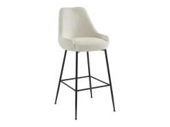 Conjunto de 2 taburetes de bar de tela rizada y metal negro - blanco - TOYBA